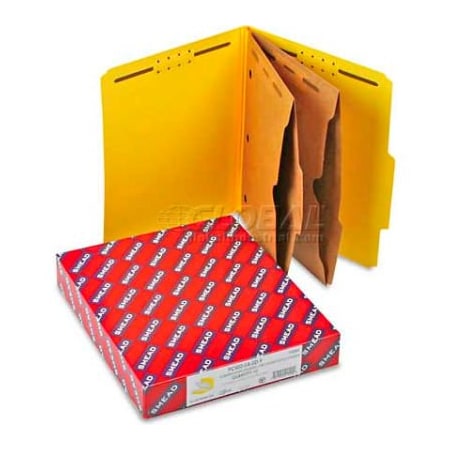 Smead Smead Pressboard Folders with Two Pocket Dividers, Letter, Six-Section, Yellow, 10/Box 14084
